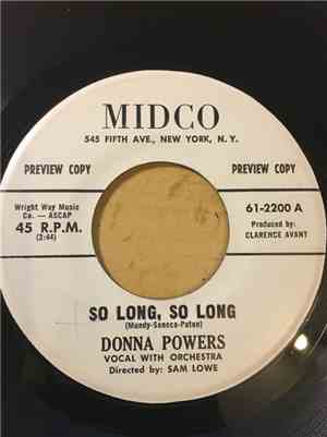 Donna Powers ,with The Sammy Lowe Orchestra - So Long, So Long / Loving You