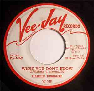 Harold Burrage - Crying For My Baby / What You Don't Know