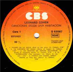 Leonard Cohen - Songs From A Room = Canciones Desde Una Habitación