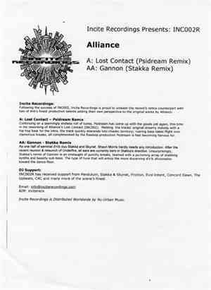 Alliance  - Lost Contact / Gannon (Remixes)