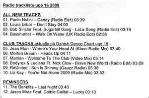 Various - Radio Trackliste Uge 16 2009