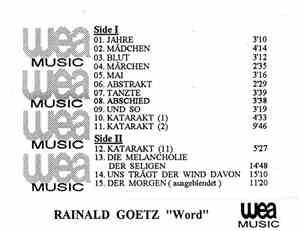 Rainald Goetz - Word
