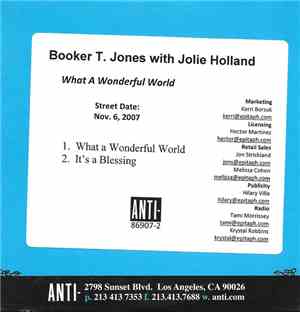 Booker T. Jones With Jolie Holland - What A Wonderful World