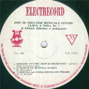 Unknown Artist - Disc De Educație Muzicală Pentru Clasa A VIII-a (Nr. 2)