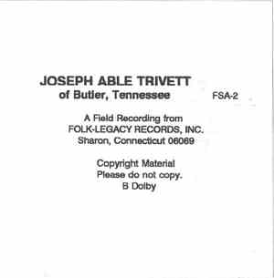 Joseph Able Trivett - Joseph Able Trivett Of Butler, Tennessee