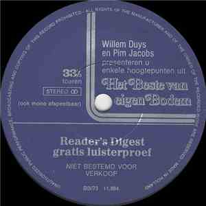 Willem Duys & Pim Jacobs - Hoogtepunten Uit Het Beste Van Eigen Bodem
